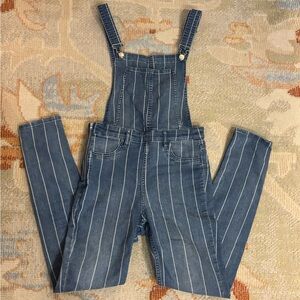 H&M Divided Striped Adjustable Denim Overalls Skinny Leg